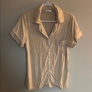 Cream Button-Up Short Sleeve Shirt